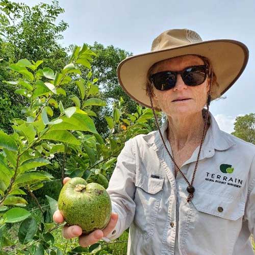 Deb Bass holding pond apple