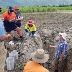 Farmers in a soil pit