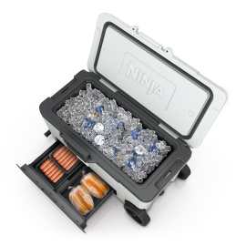 Ninja FrostVault 65QT/61L Wheeled Cooler with Dry Zone, Cloud White FB265EUUKWH product photo Side New M