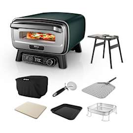 Electric Outdoor Pizza Oven & Air Fryer &ndash; British Racing Green with Stand product photo