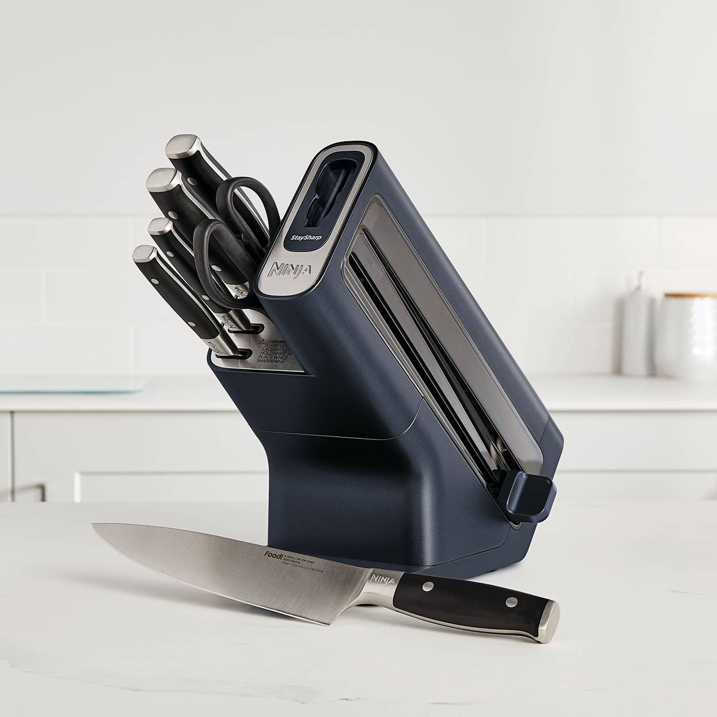 A ninja 6 Piece Knife block on a kitchen counter top