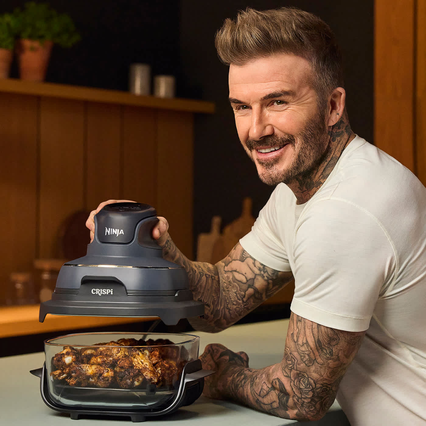 Image of David Beckham with the Ninja Crispi