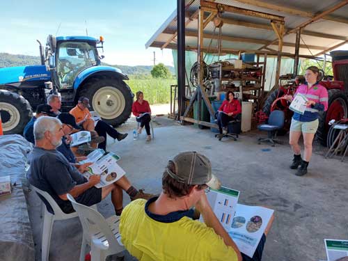 Rebecca McHardie at a shed meeting in Mossman